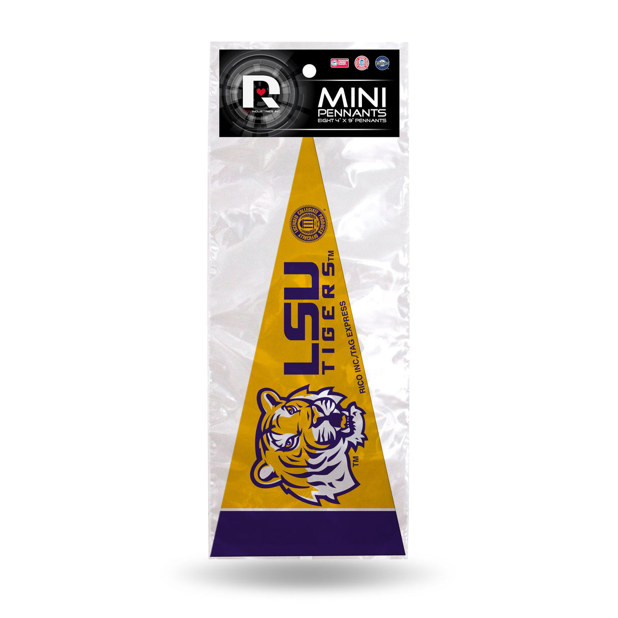 LSU Tigers, Mini Pennants Pack, Licensed by Rico